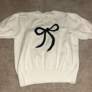 Jessica Simpson Cream Sweater with Black Bow